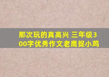 那次玩的真高兴 三年级300字优秀作文老鹰捉小鸡